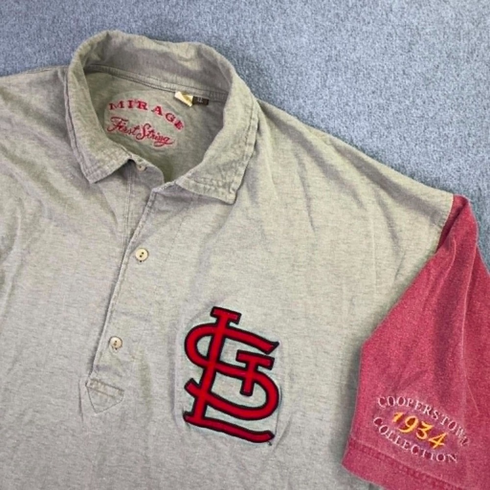 VTG St Louis Cardinals‎ Polo Shirt Mens XL Mirage First String Cooperstown 1934